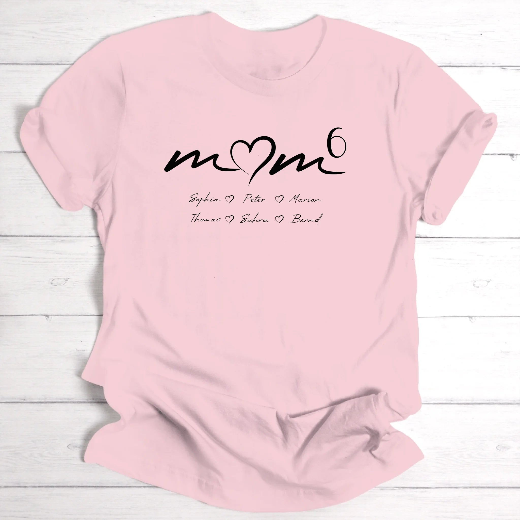 Personalisierbares T-Shirt mit Namen der Kinder | Edles Design für Mama, Oma, Tante & Freundin | Perfektes Geschenk zum Geburtstag & Muttertag