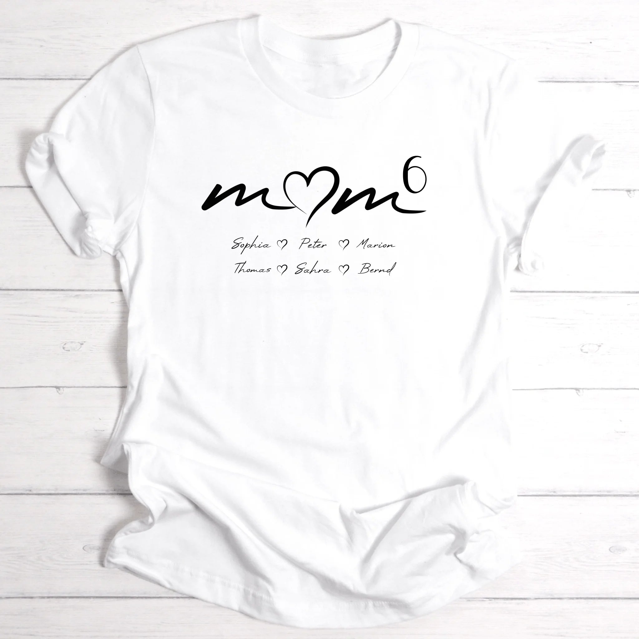 Personalisierbares T-Shirt mit Namen der Kinder | Edles Design für Mama, Oma, Tante & Freundin | Perfektes Geschenk zum Geburtstag & Muttertag