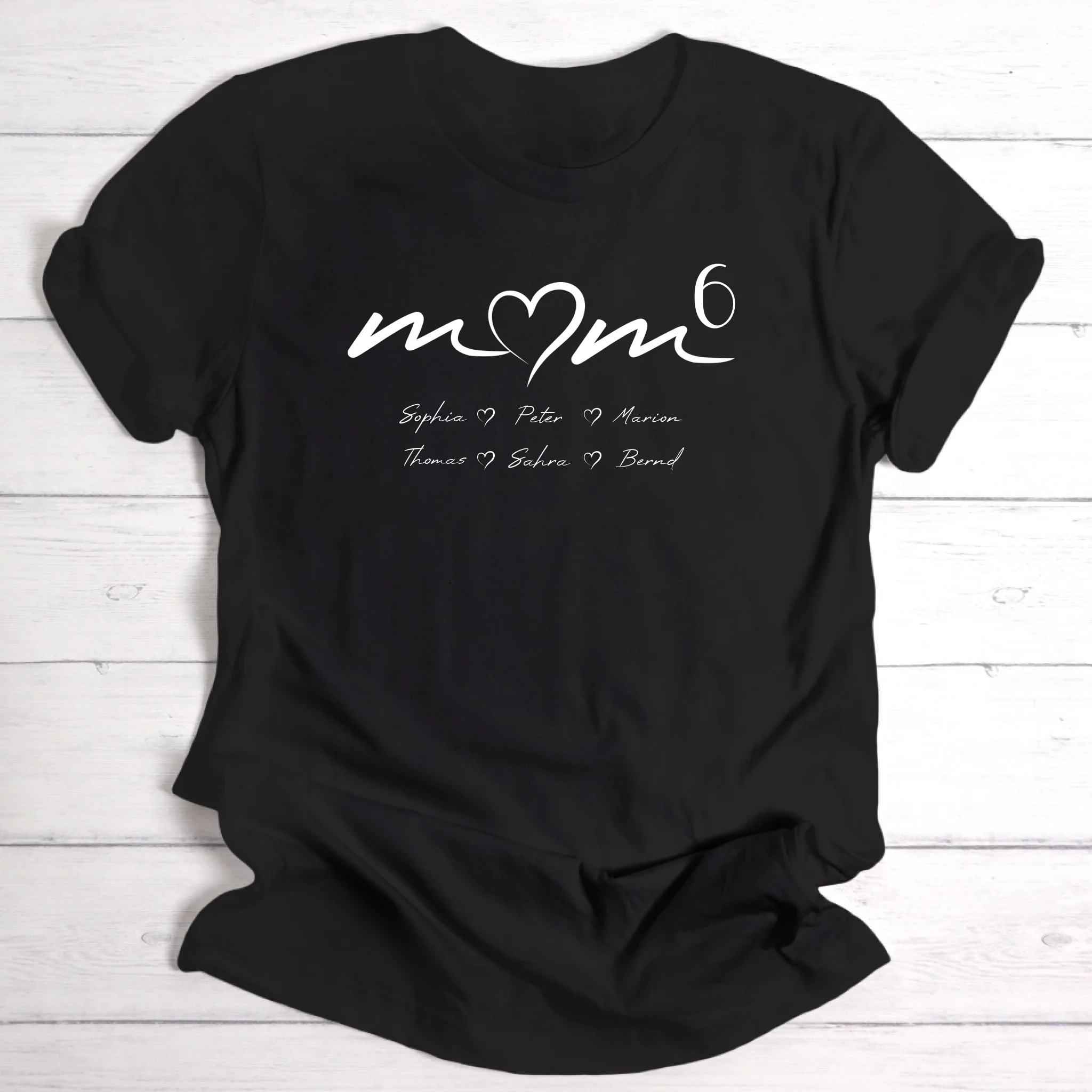 Personalisierbares T-Shirt mit Namen der Kinder | Edles Design für Mama, Oma, Tante & Freundin | Perfektes Geschenk zum Geburtstag & Muttertag