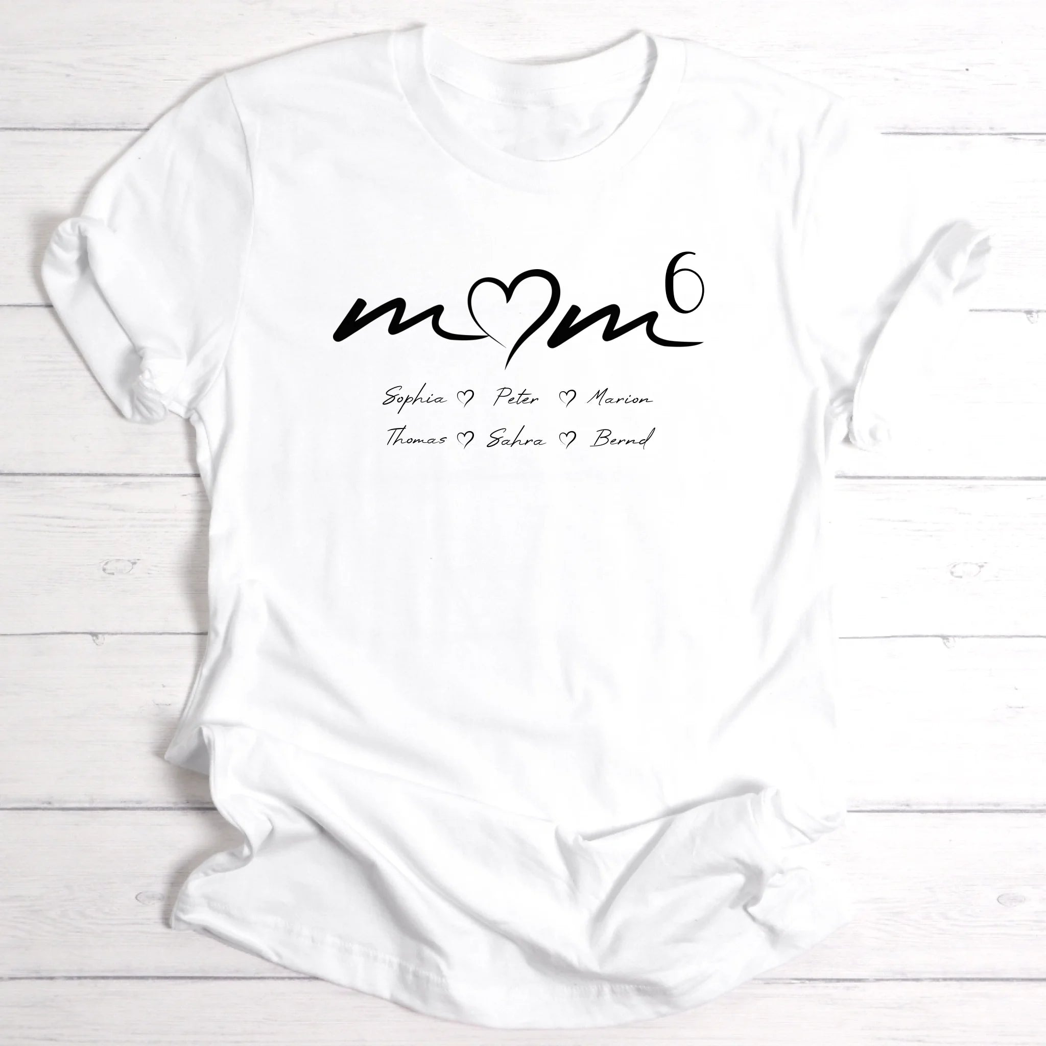 Personalisierbares T-Shirt mit Namen der Kinder | Edles Design für Mama, Oma, Tante & Freundin | Perfektes Geschenk zum Geburtstag & Muttertag