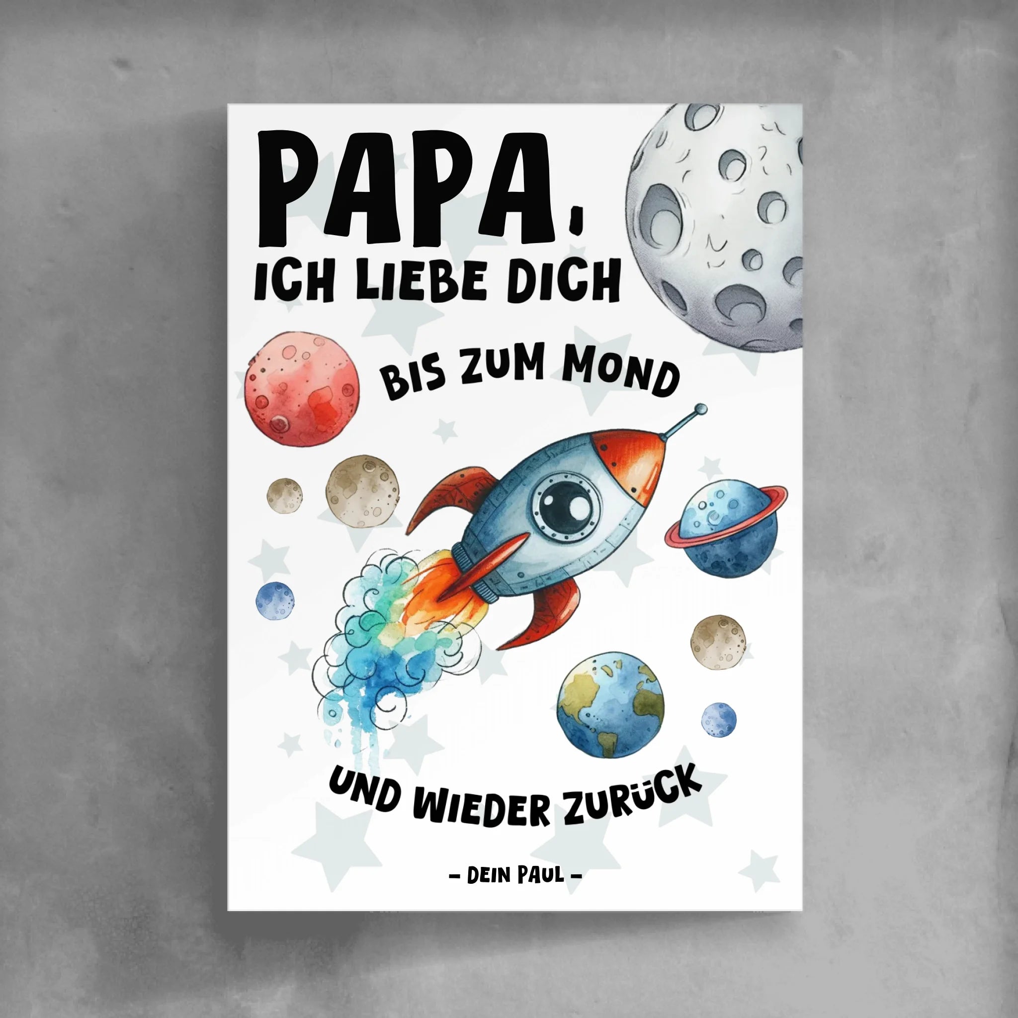 Papa/Opa, ich liebe dich bis zum Mond - Personalisierbares Poster