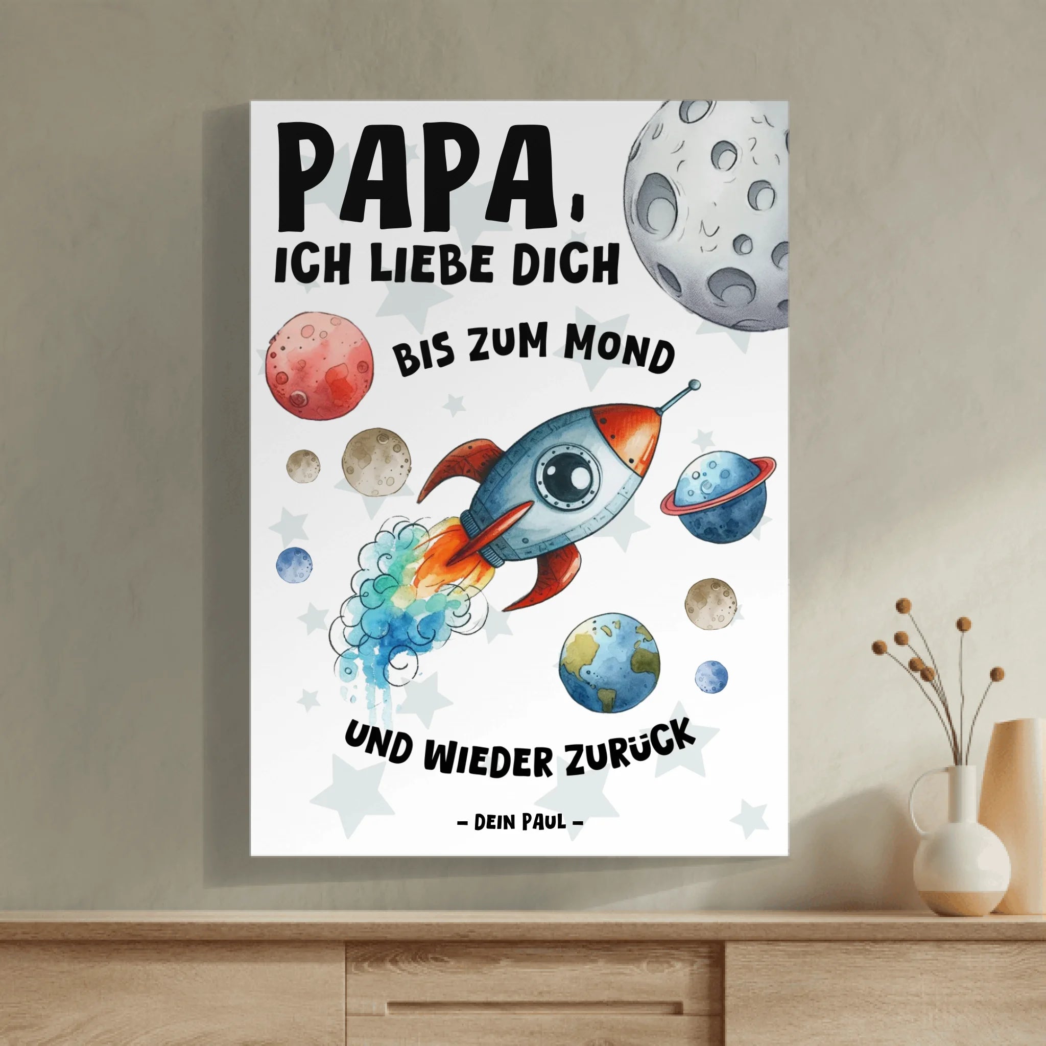 Papa/Opa, ich liebe dich bis zum Mond - Personalisierbares Poster