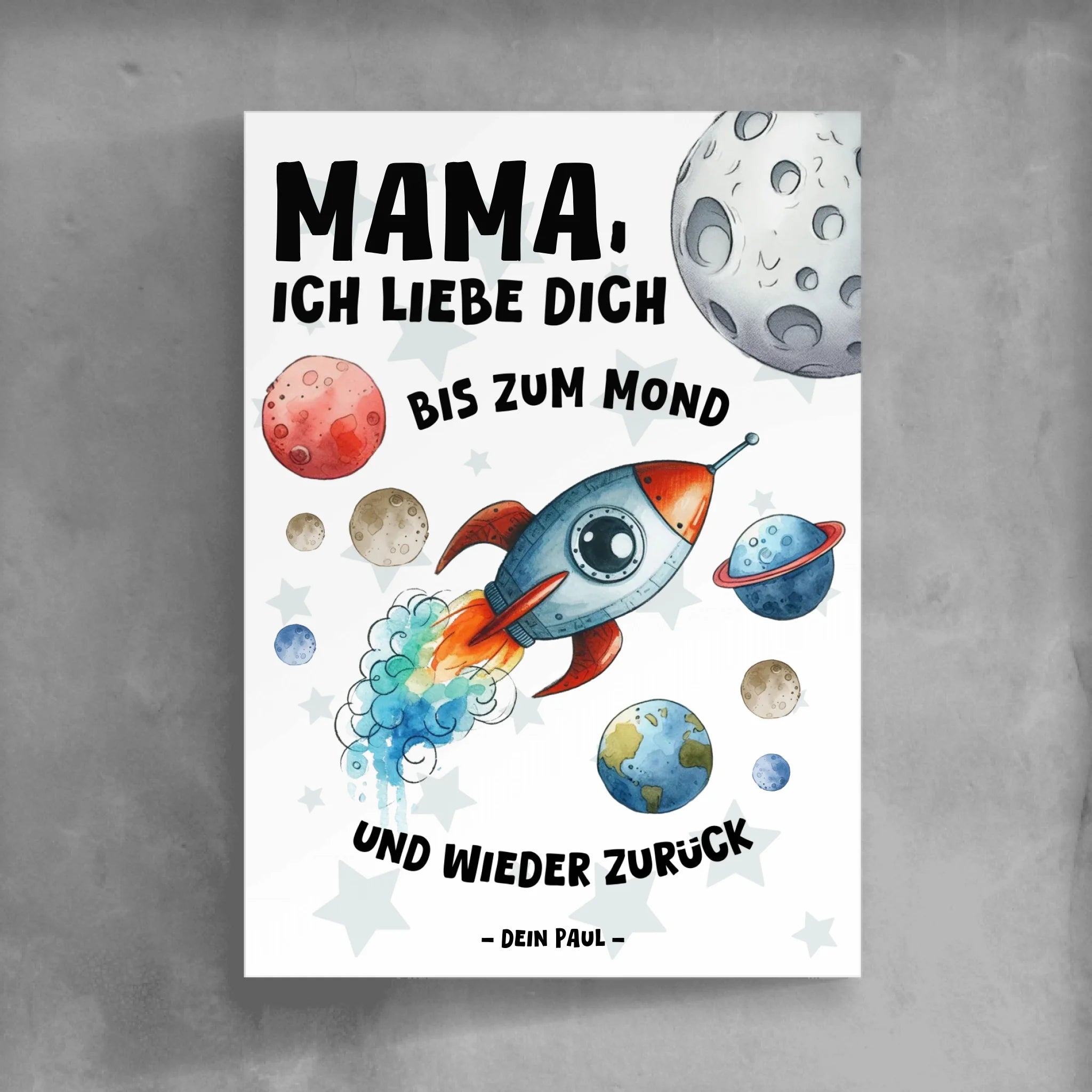 Mama/Oma Ich liebe dich bis zum Mond und wieder zurück - Personalisierbares Poster