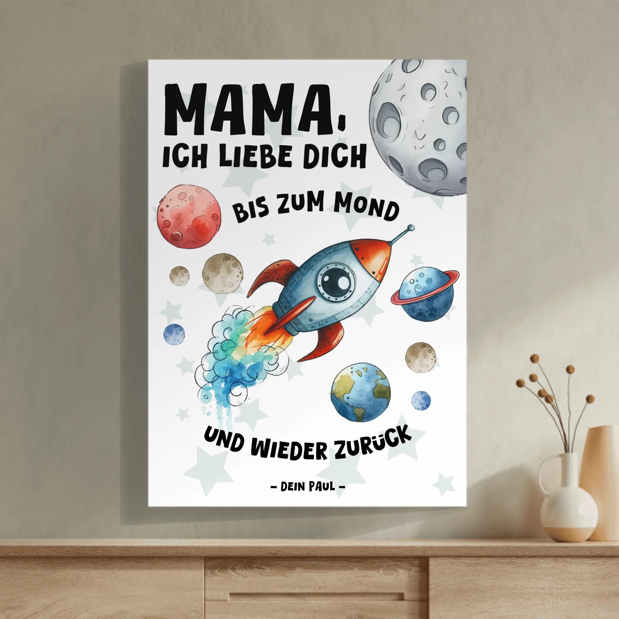 Mama/Oma Ich liebe dich bis zum Mond und wieder zurück - Personalisierbares Poster