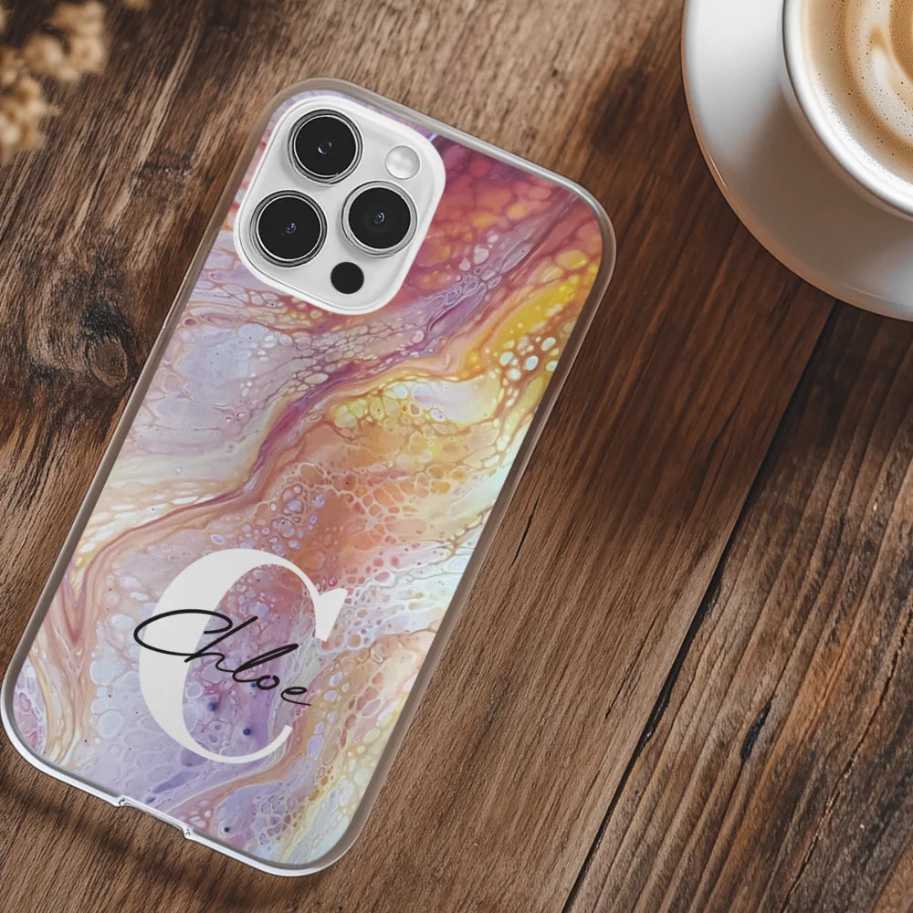 Vintage Acryl Pouring Look für Paare, Freundin, Mama, Oma & Tante - Personalisierbare Handyhülle