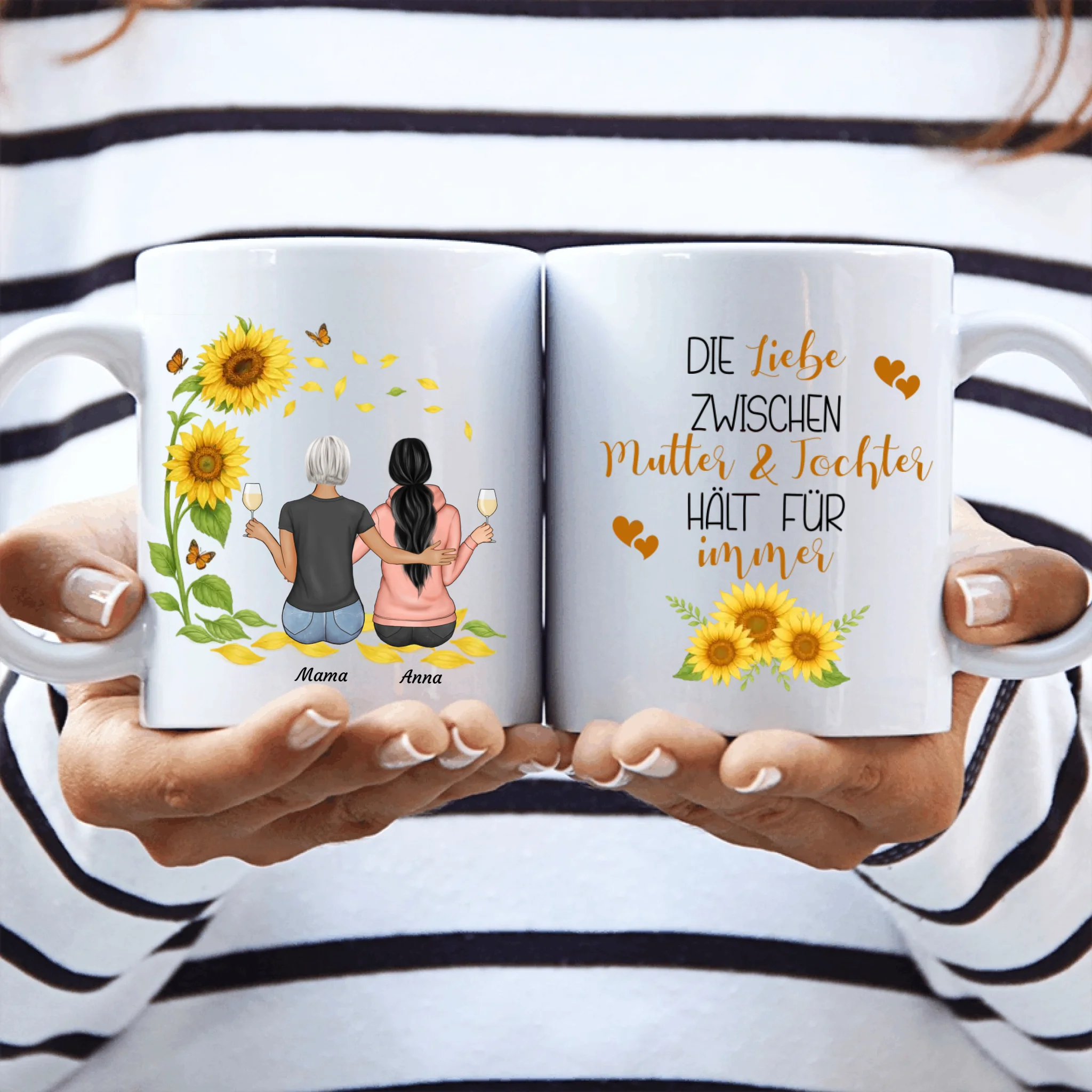 Die Liebe zwischen Mutter und Tochter hält für immer - Personalisierbare Tasse