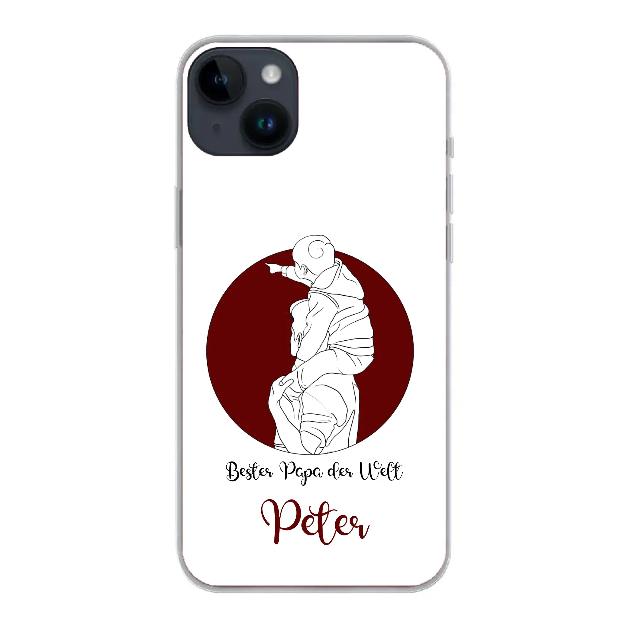 Lineart Vater und Kind für Papa zum Geburtstag, Vatertag oder Weihnachten - Personalisierbare Handyhülle
