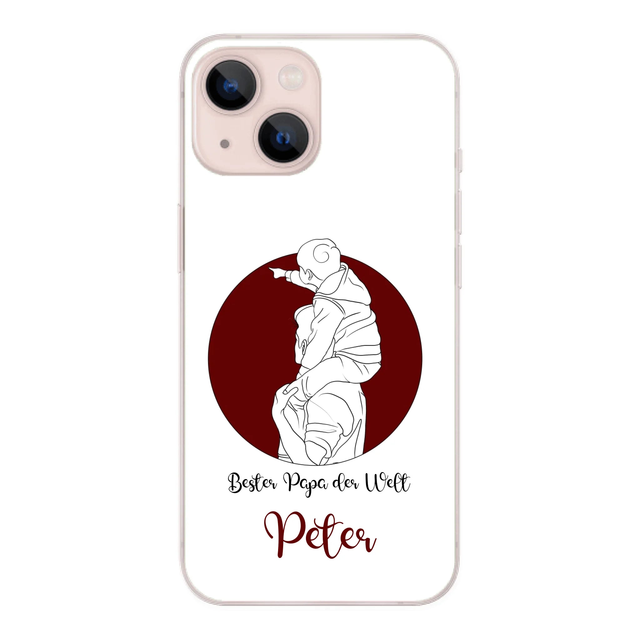Lineart Vater und Kind für Papa zum Geburtstag, Vatertag oder Weihnachten - Personalisierbare Handyhülle