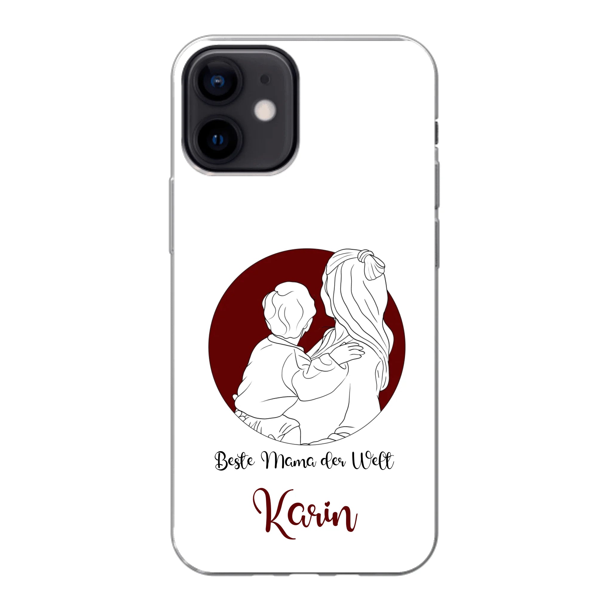 Lineart Mutter und Kind für, Freundin, Mama, Oma & Tante perfektes Geschenk zum Geburtstag, Muttertag oder Weihnachten - Personalisierbare Handyhülle