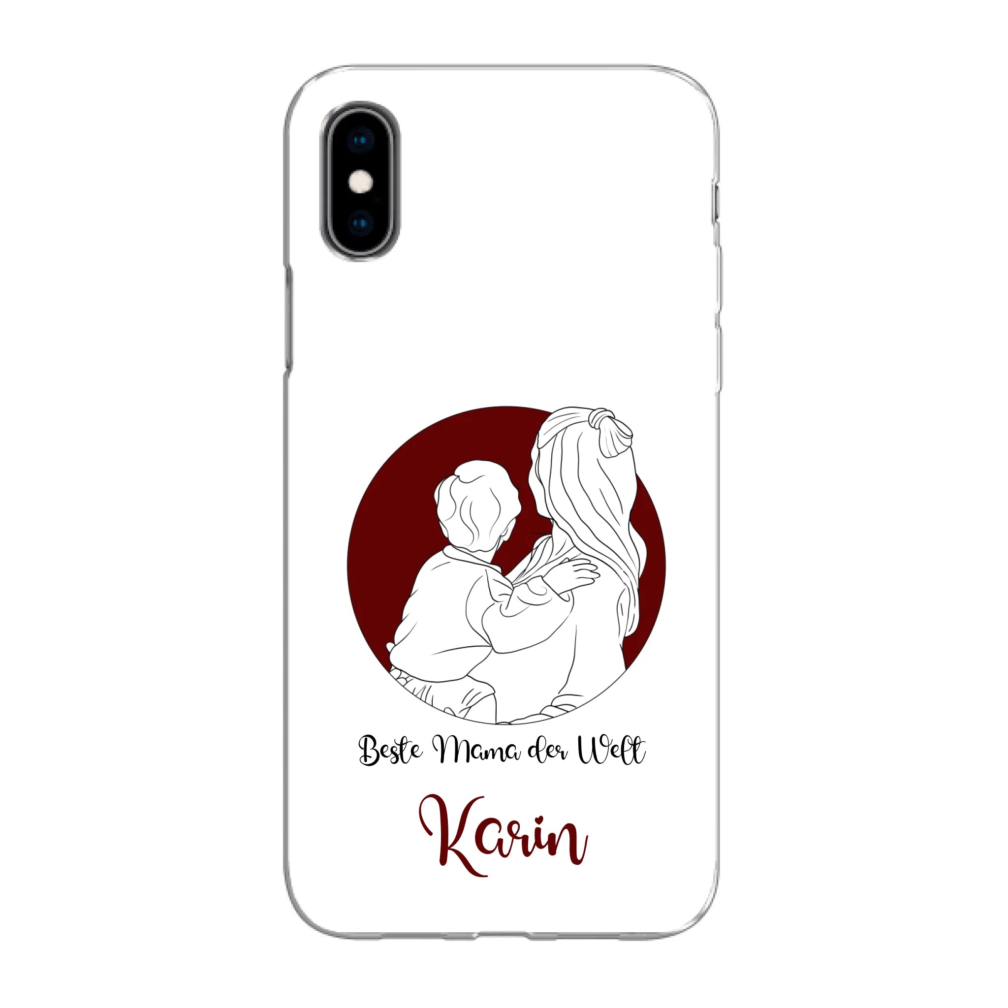 Lineart Mutter und Kind für, Freundin, Mama, Oma & Tante perfektes Geschenk zum Geburtstag, Muttertag oder Weihnachten - Personalisierbare Handyhülle