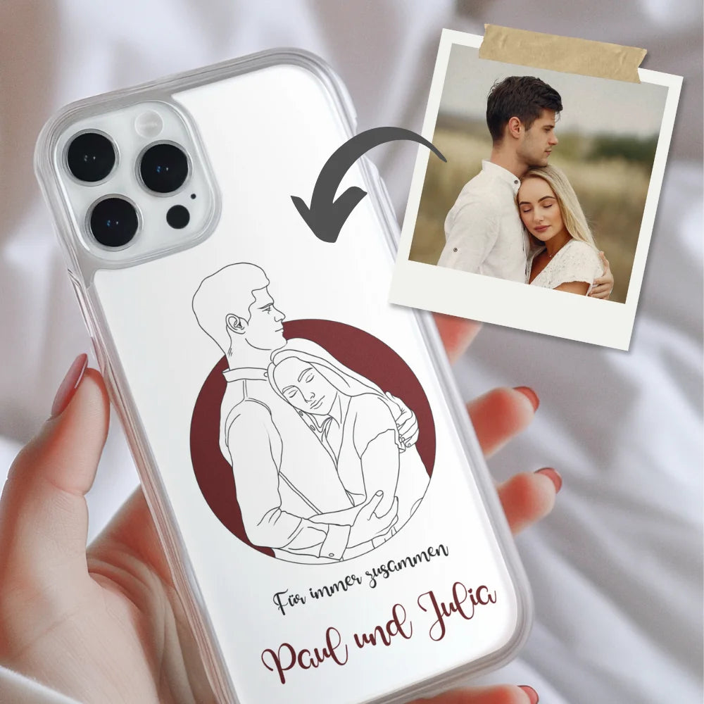 Lineart Pärchen für Paare - Personalisierbare Handyhülle