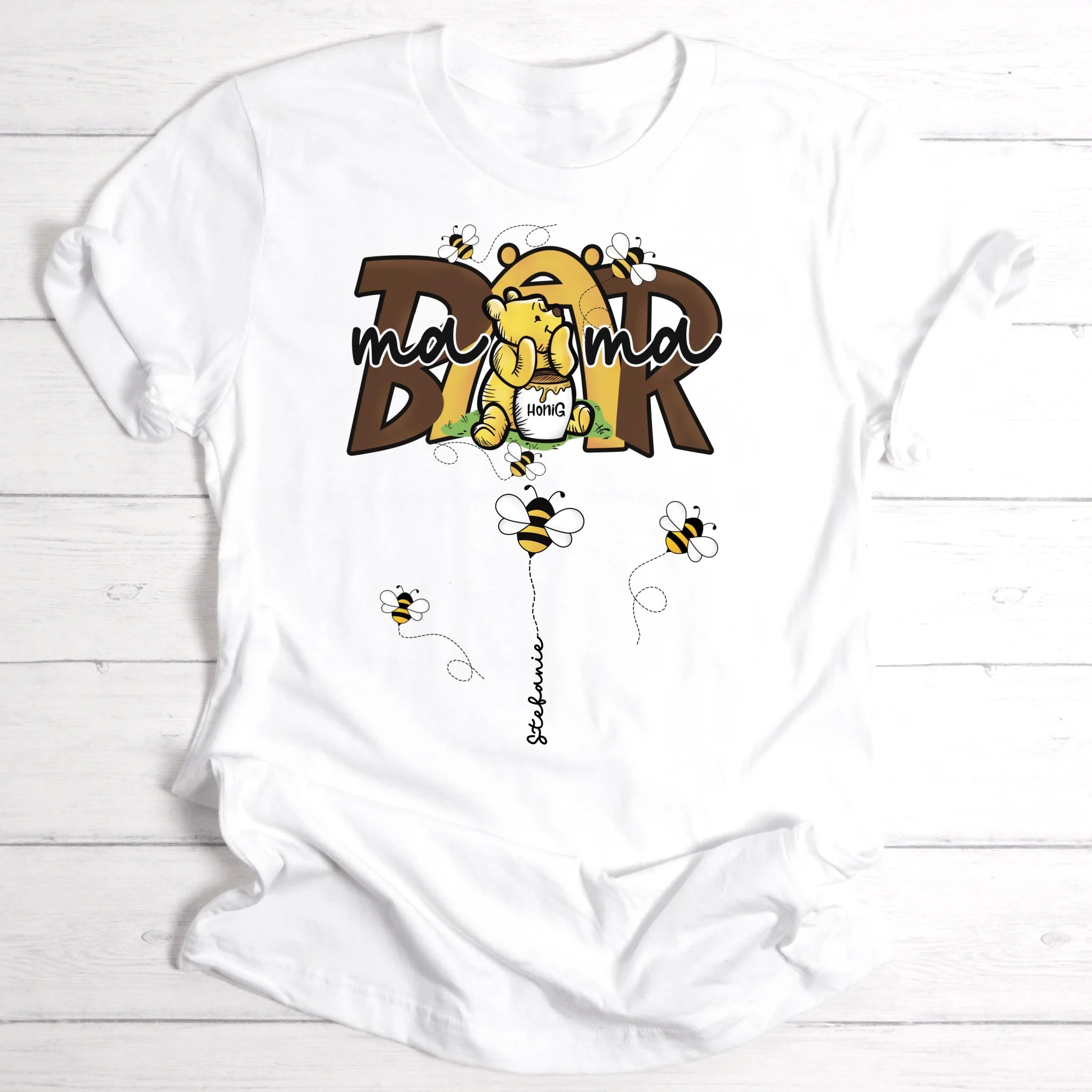 Mamabär / Papabär | mit Bienen und Namen | Geschenk für Mama / Geschenk für Papa - Personalisierbares T-Shirt