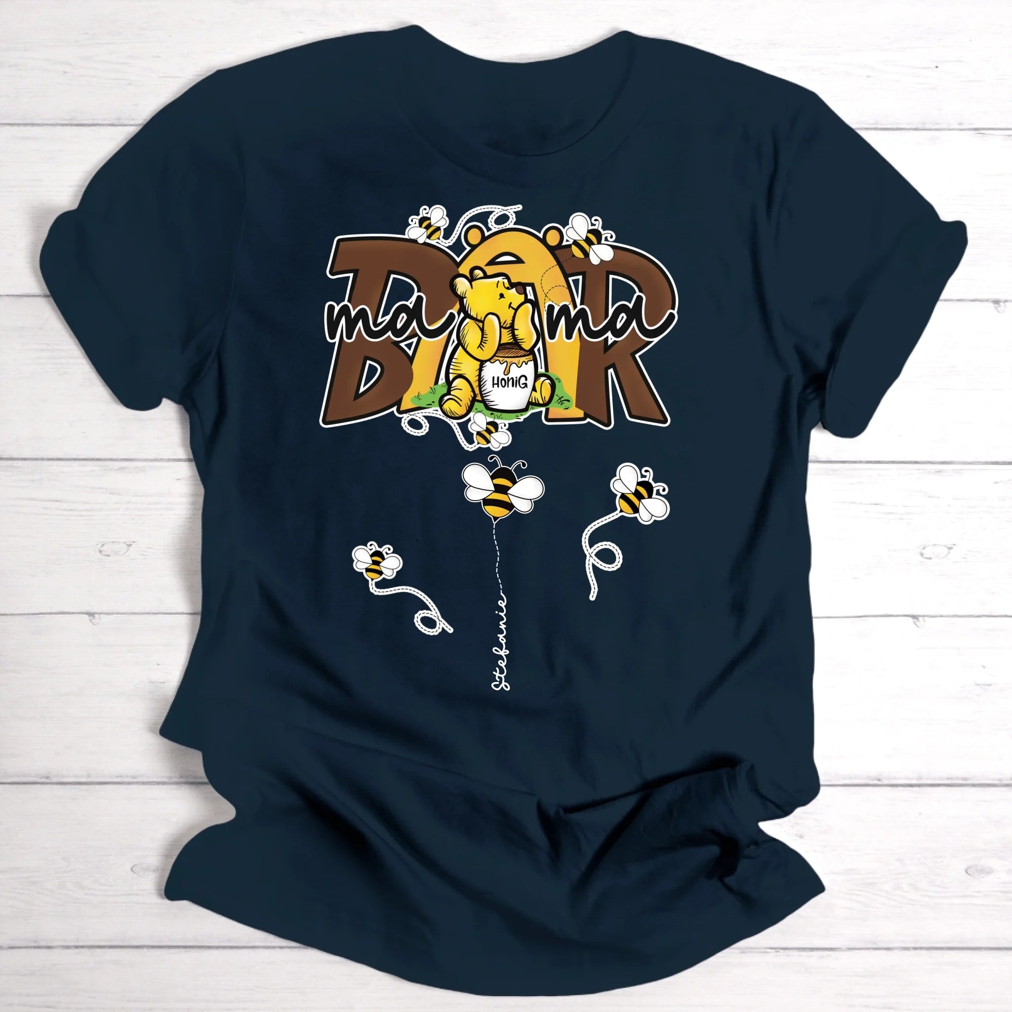 Mamabär / Papabär | mit Bienen und Namen | Geschenk für Mama / Geschenk für Papa - Personalisierbares T-Shirt
