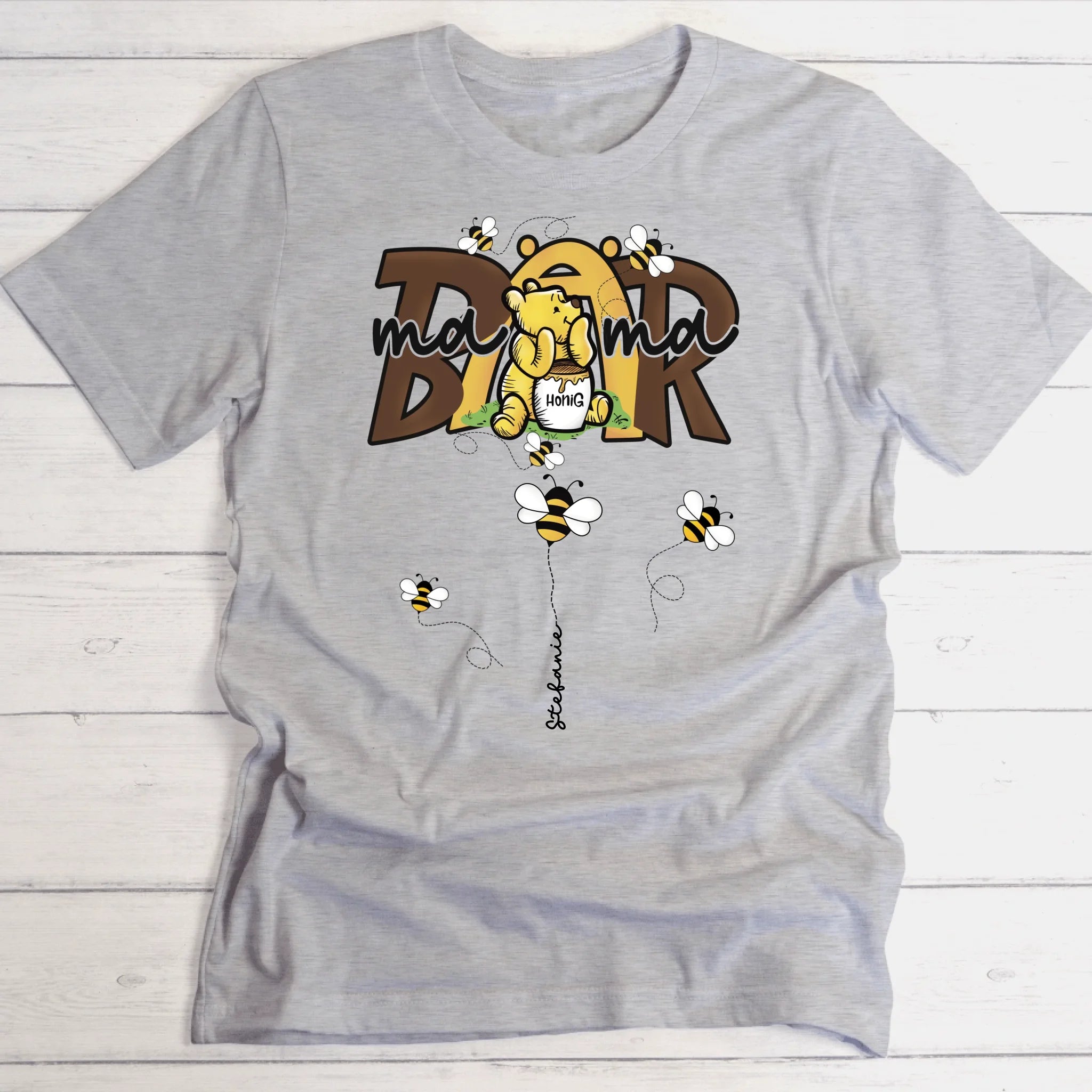 Mamabär / Papabär | mit Bienen und Namen | Geschenk für Mama / Geschenk für Papa - Personalisierbares T-Shirt