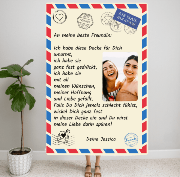 wefriends Personalisierte Decke für Freundinnen mit Foto - 