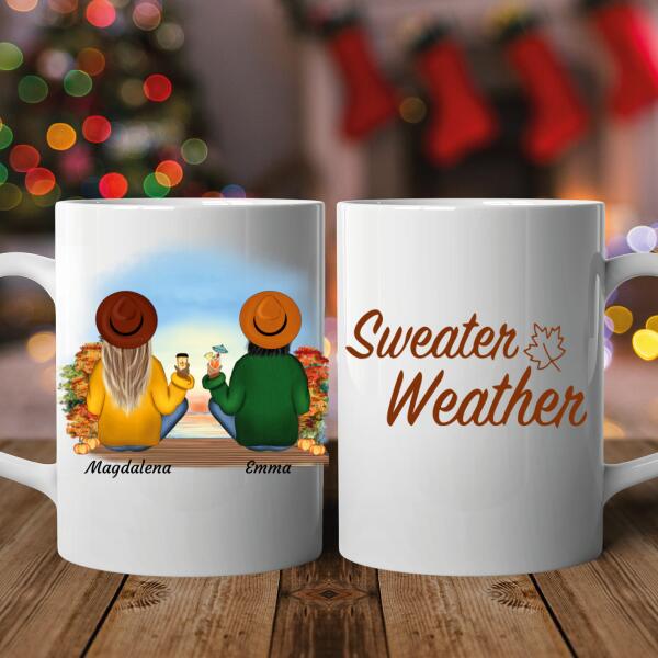 Sitzende Herbst Besties - Personalisierbare Tasse