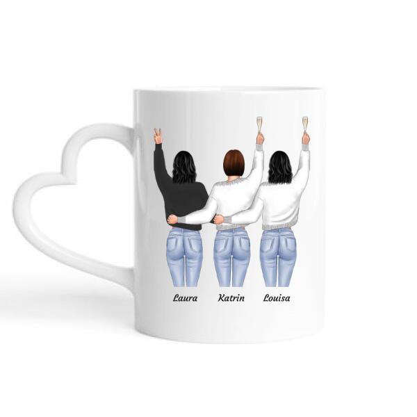 3 Besties stehend - Personalisierbare Tasse