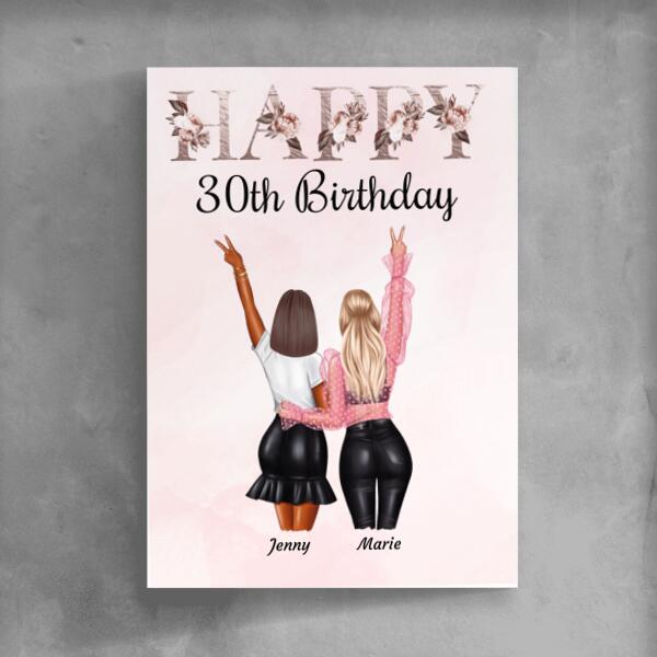 Happy Birthday Besties (rosig) - Personalisierbares Poster - wefriends