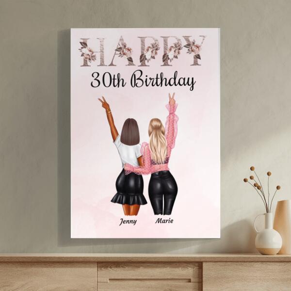 Happy Birthday Besties (rosig) - Personalisierbares Poster