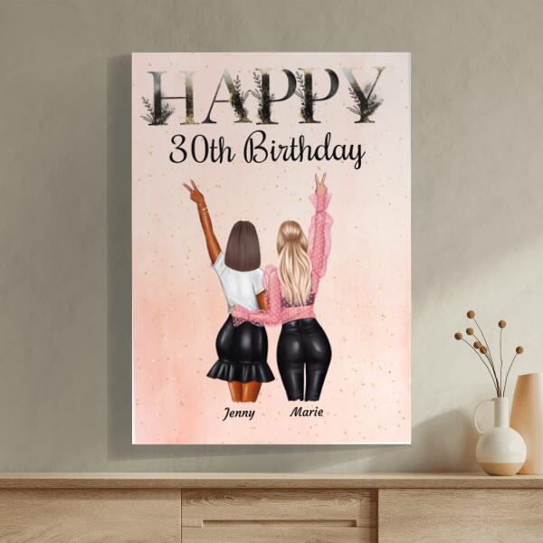 Happy Birthday Besties (schwarz) - Personalisierbares Poster