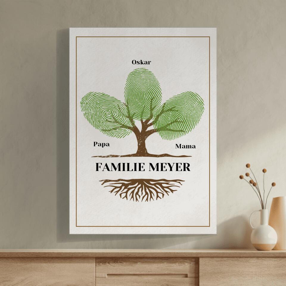 Fingerabdruck Familienbaum - Personalisierbares Poster