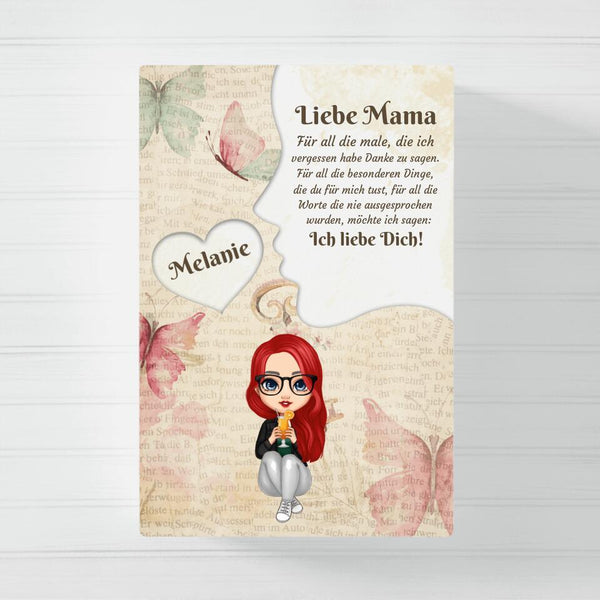 Liebe Mama - Personalisierbare Leinwand