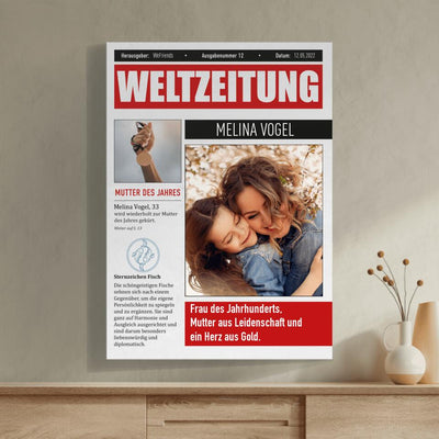 Weltzeitung Beste Mama - Personalisierbares Poster