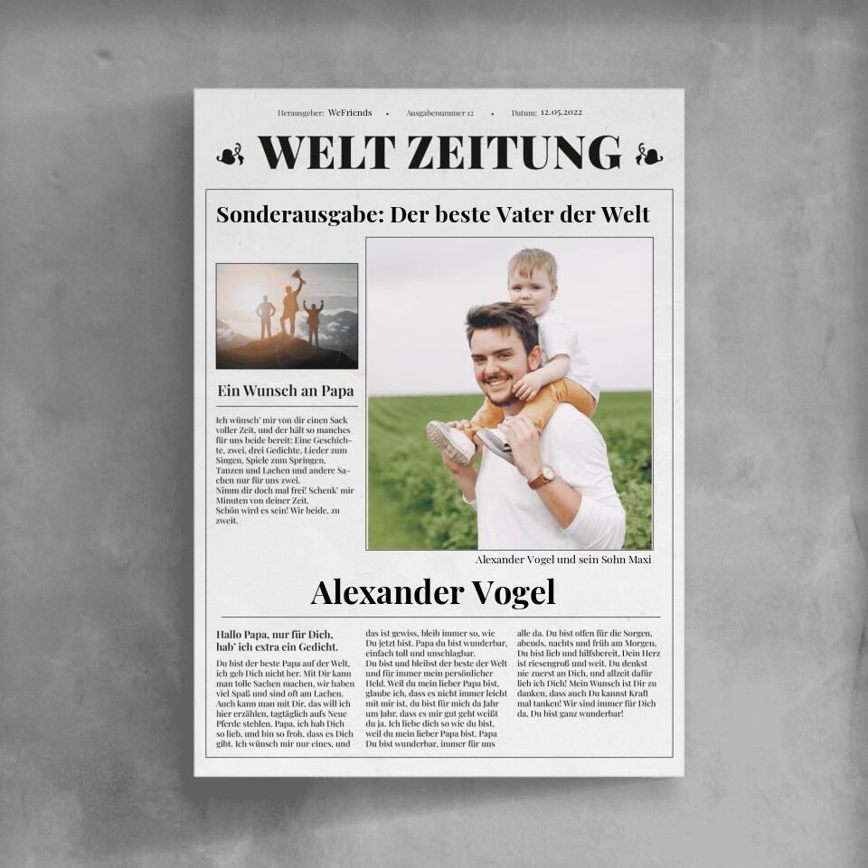 Klassische Zeitung Bester Papa - Personalisierbares Poster - wefriends