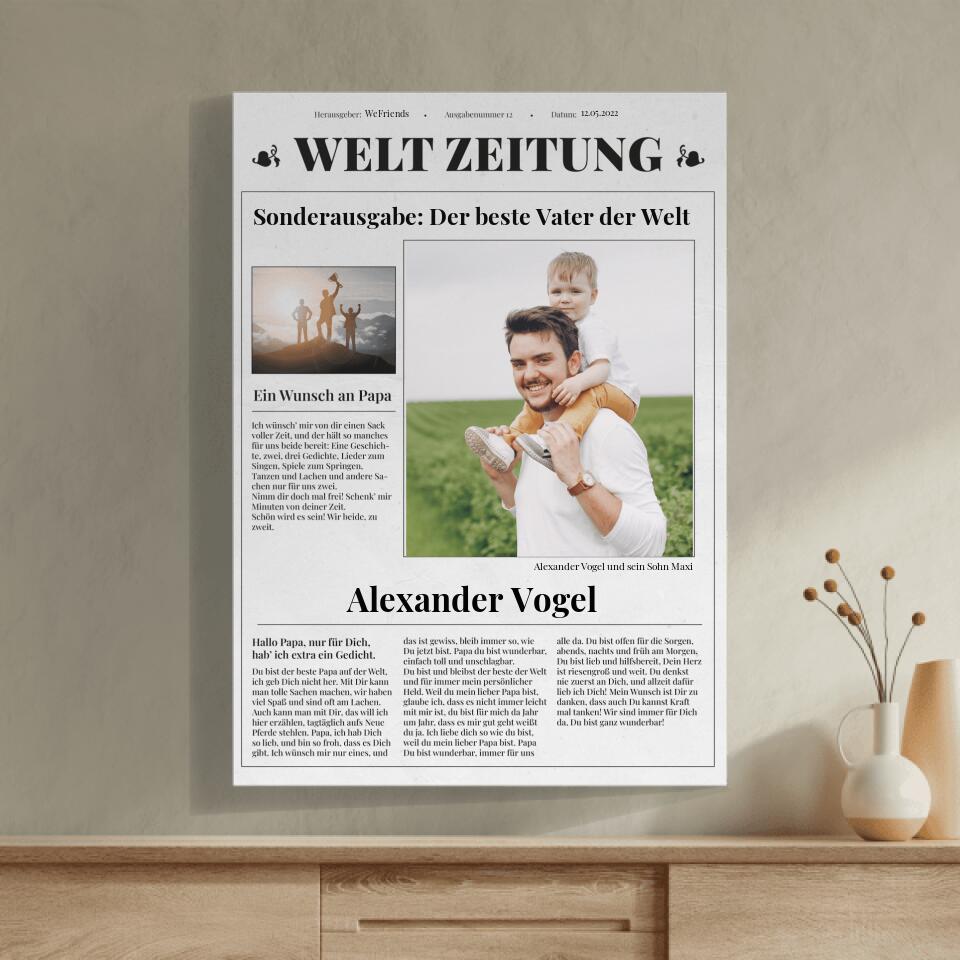 Klassische Zeitung Bester Papa - Personalisierbares Poster - wefriends