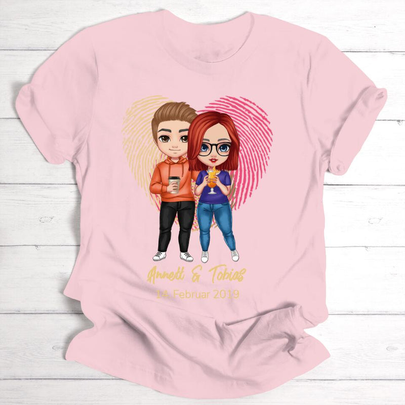 Comic Style Paar Fingerabdruck - Personalisierbares T-Shirt