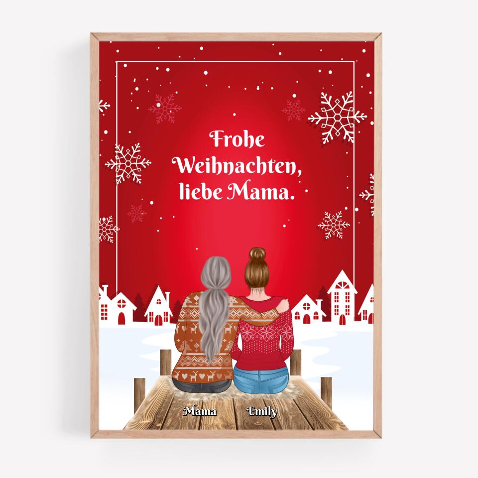 Mutter und Tochter Weihnachtsland - Personalisierbares Poster - wefriends