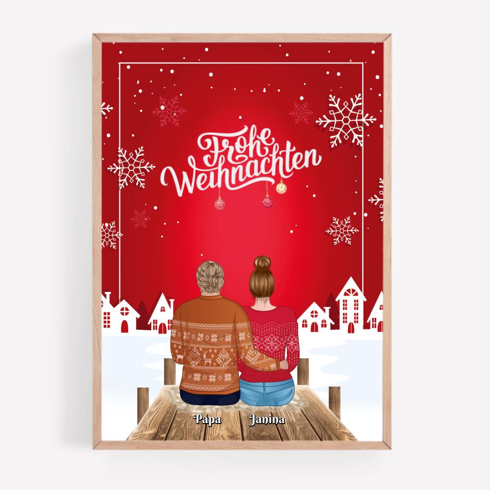 Vater und Tochter Weihnachtsland - Personalisierbares Poster - wefriends