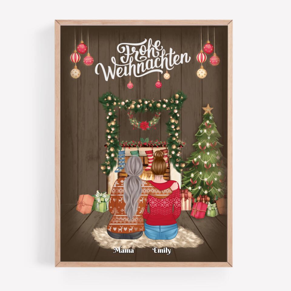 Mutter und Tochter (weihnachtlich) - Personalisierbares Poster