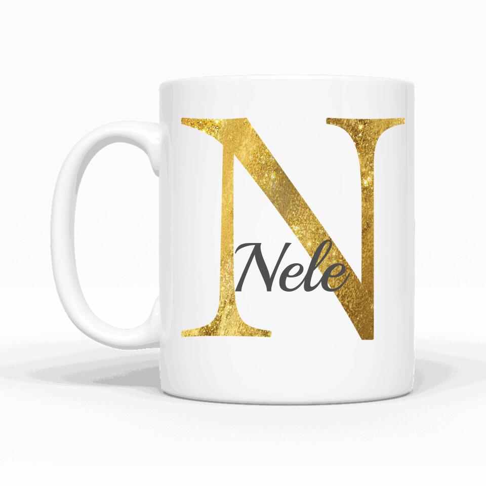 Namenstasse Design Edition goldig (einseitig) - Personalisierbare Tasse