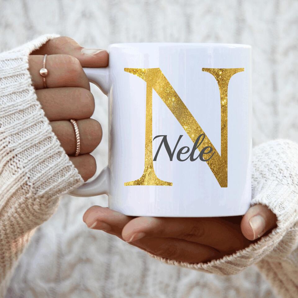 Namenstasse Design Edition goldig (einseitig) - Personalisierbare Tasse - wefriends