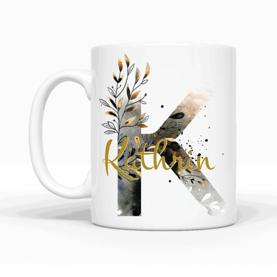 Namenstasse Design Edition schwarz transparent (einseitig)  - Personalisierbare Tasse