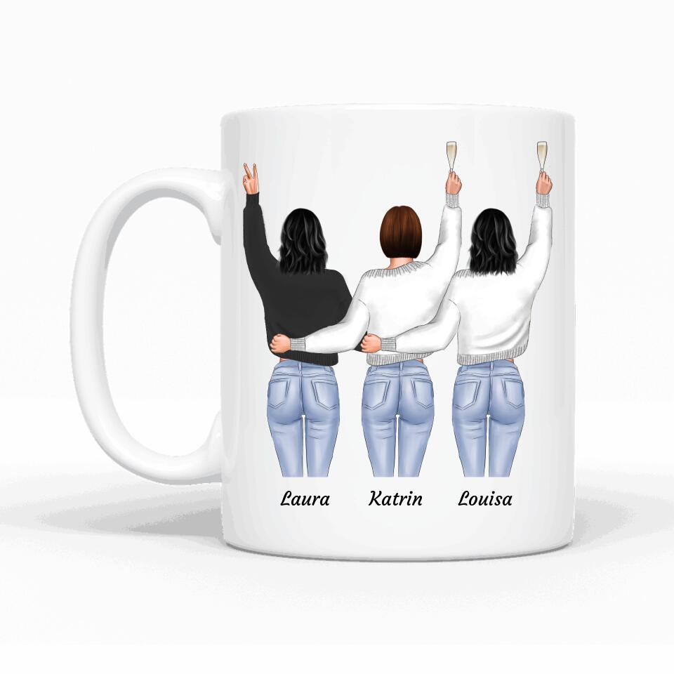 3 Besties stehend - Personalisierbare Tasse