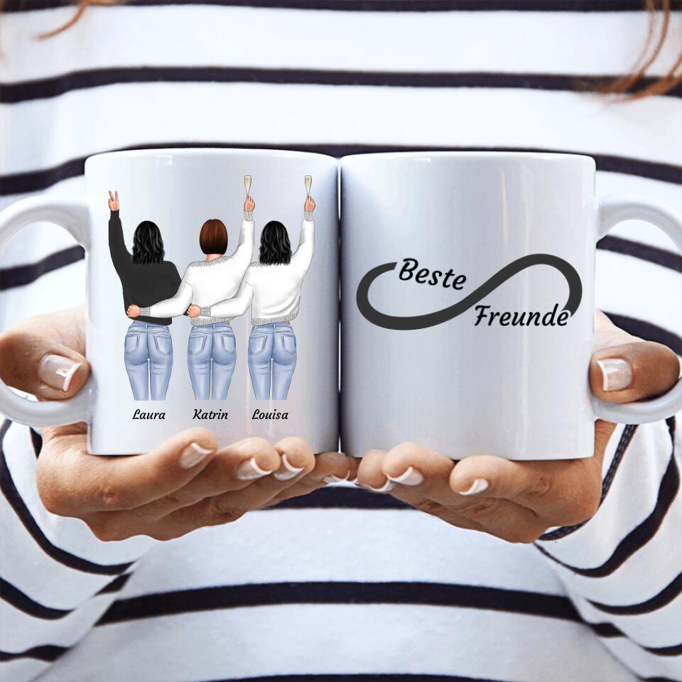 3 Besties stehend - Personalisierbare Tasse - wefriends