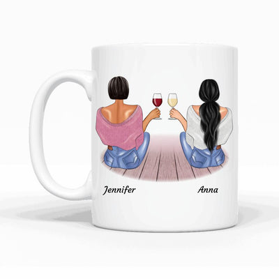 sitzende Besties - Personalisierbare Tasse