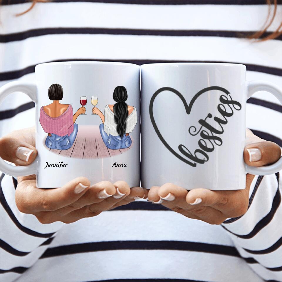 sitzende Besties - Personalisierbare Tasse - wefriends