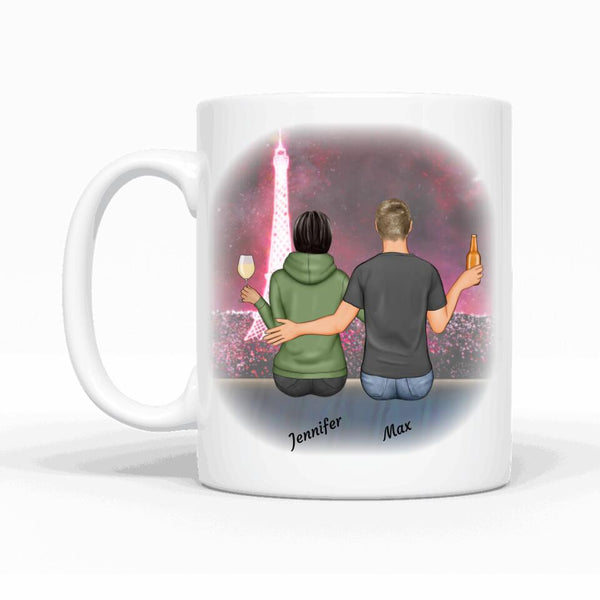 Sitzendes Paar - Personalisierbare Tasse