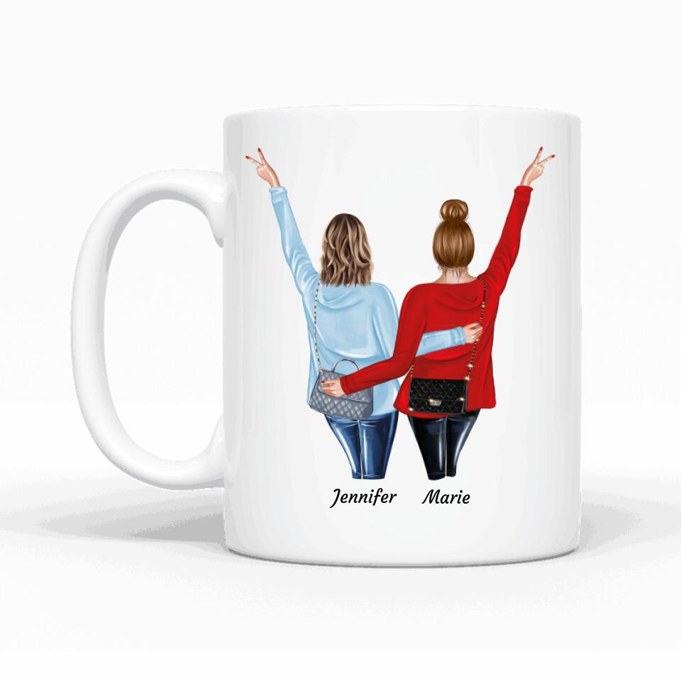 Umarmende Besties - Personalisierbare Tasse