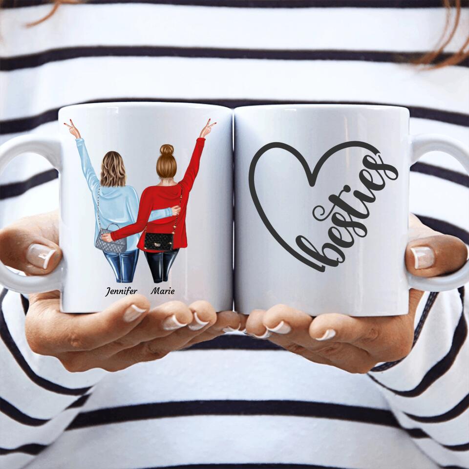 Umarmende Besties - Personalisierbare Tasse - wefriends