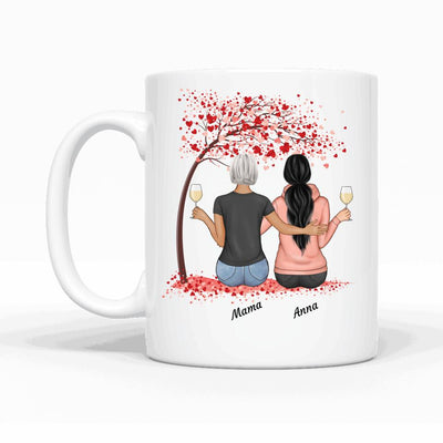 Mama und 1-2 Kinder unterm Baum - Personalisierbare Tasse