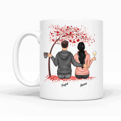 Papa und 1-2 Kinder unterm Baum - Personalisierbare Tasse