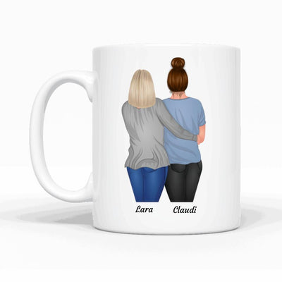 Mutter und Tochter stehend - Personalisierbare Tasse