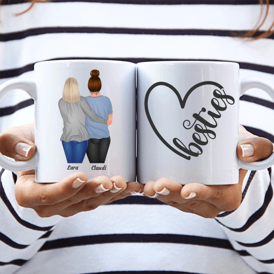 Mutter und Tochter stehend - Personalisierbare Tasse - wefriends