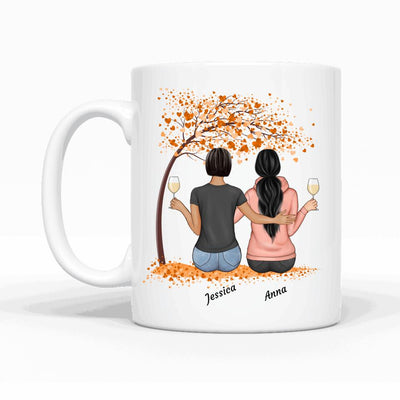 Freundinnen unterm Herbstbaum - Personalisierbare Tasse