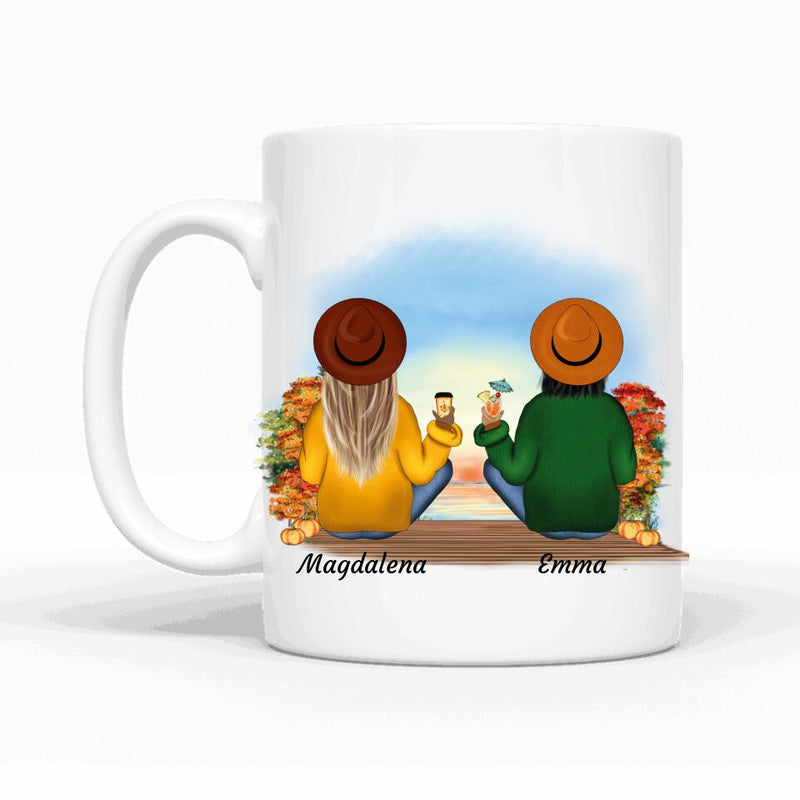 Sitzende Herbst Besties - Personalisierbare Tasse