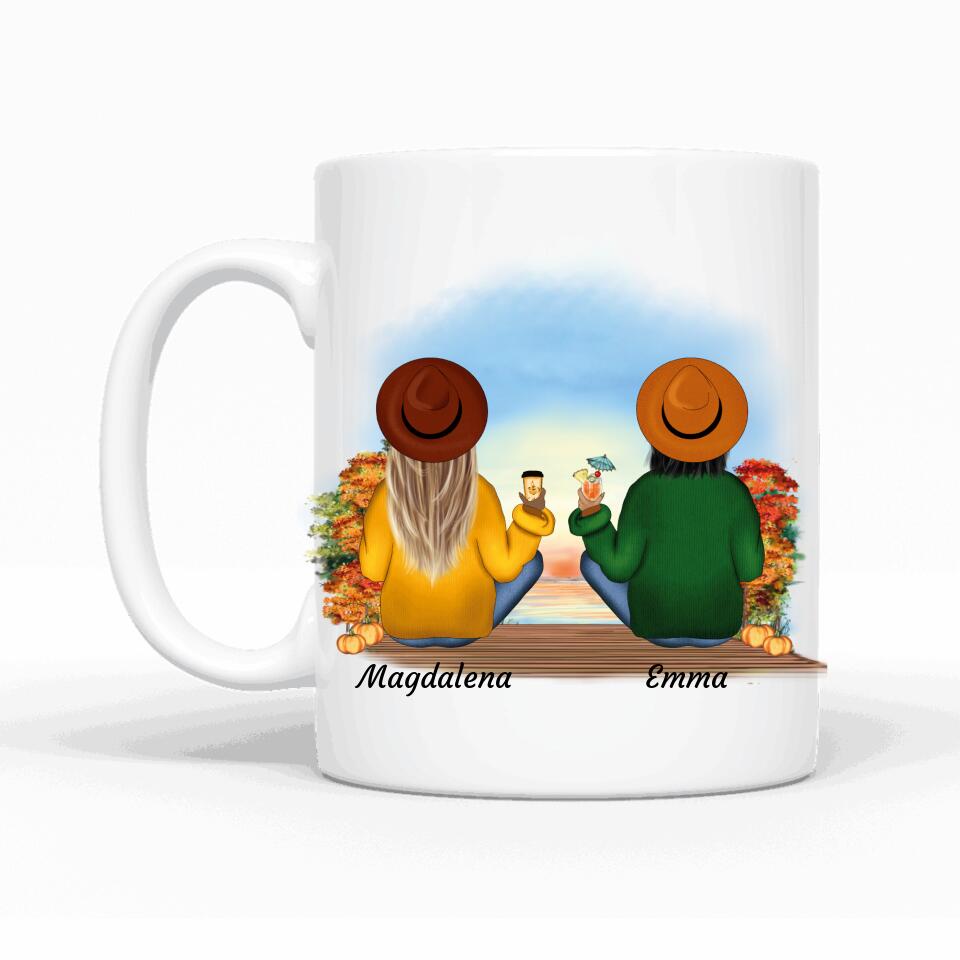 Sitzende Herbst Besties - Personalisierbare Tasse - wefriends